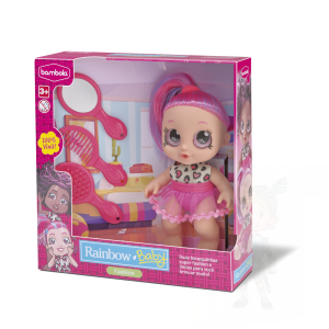 BONECA RAINBOW BABY FASHION CABELOS AZUIS ROSA
