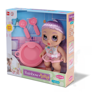 BONECA BABY RAINBOW PAPINHA C/ACESSÓRIOS VIOLETA